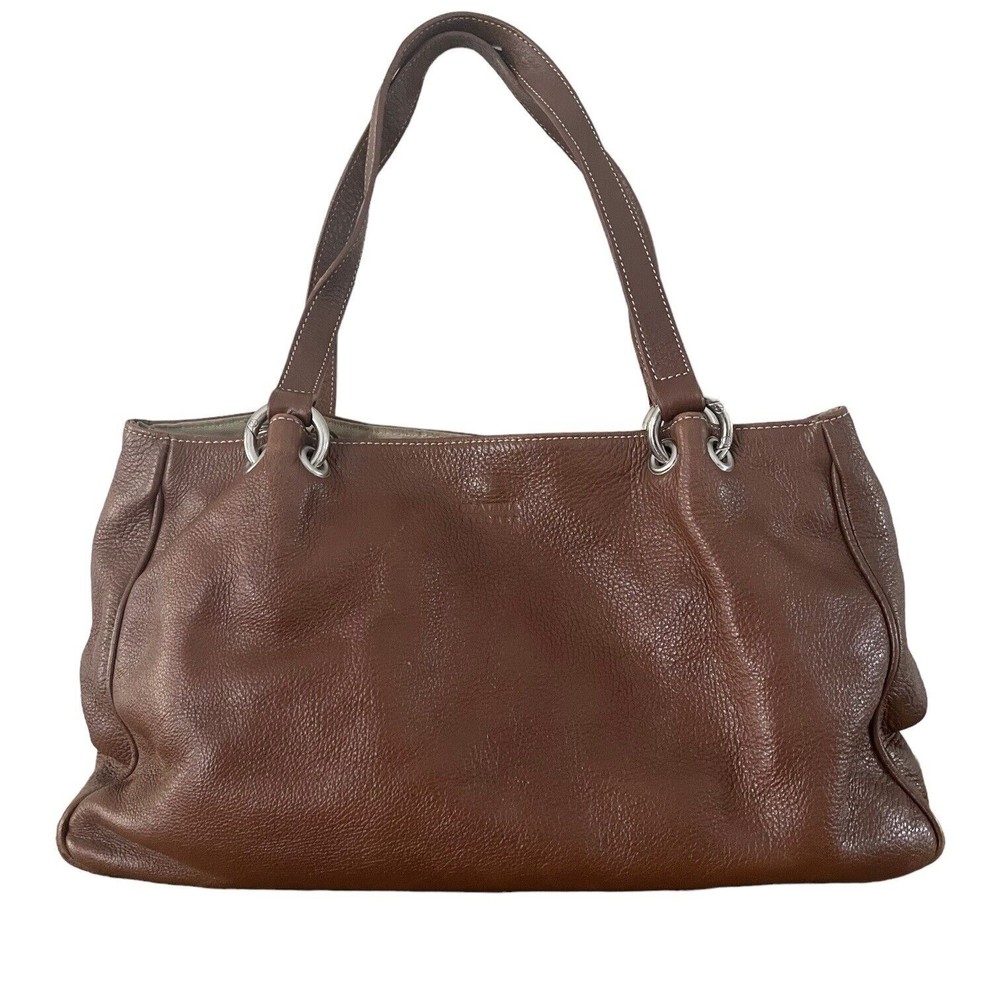 Claudia Firenze Leather Handbag Brown Shoulder Bag Snap Button Medium Size